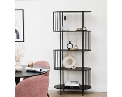 Industriele Wandkast Hoxton 5-Laags – Zwart – 80×34×172 cm – MDF & Metaal