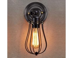 Industriële Wandlamp, Verstelbare Retro Metalen Wandlamp Zwart E27 Koof Wandlamp, Vintage Supension Rustieke Plafondlamp voor Woonkamer Slaapkamer Keuken Bar Café
