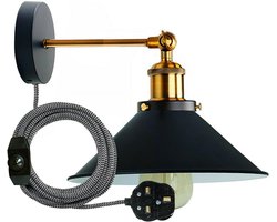 Industriële Wandlamp Vintage Stijl Met Snoer & Stekker - Verstelbaar Antiek Design