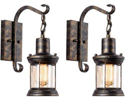 Industriéle Wandlampen  Set van 2 - Zwart - Goud - wandlamp - Ijzer - Vintage - Retro - e27