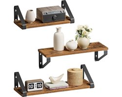 Industriële wandplank set van 3, zwevende presentatieplanken met vintage look voor woonruimtes