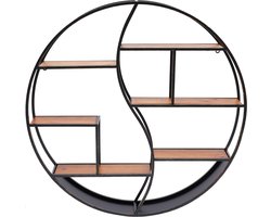 Industriële Wandplank - Wandrek - Wandrek Industrieel - Wandplank Hout - Metaal - Zwart - 80x12x80 cm - Industriële Wanddecoratie - Muurdecoratie - Wanddecoratie