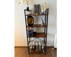 Industriële Wijnkast Met Flessenrek voor 10 Flessen - Wijnrek - Boekenkast - Opbergkast - Boekenrek - Glazenhouder