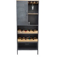 Industriële Wijnkast Nero Zwart Metaal - Mangohout