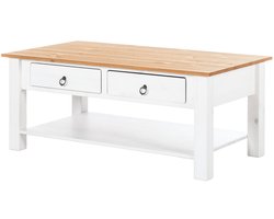 Ines-Koffietafel - 2-laden - Wit/Honing