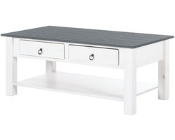 Ines|Salontafel met 2 laden in dennenwit en grijs