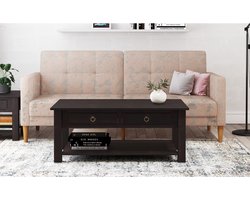 Ines|Salontafel met 2 laden in Grenen Donkerbruin