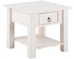 Ines|Witte grenen salontafel met 1 lade