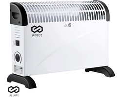 Infinity Goods Elektrische Convector Kachel - 750 / 1500 / 2000W - Verstelbare Thermostaat - Radiatorkachel - Oververhittingsbeveiliging - 35m² - Wit/Zwart