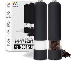 Infinity Goods Elektrische Peper- En Zoutmolen Set - Pepermolen - Zoutmolen - Verstelbare Maalgraad - Kruidenmolen - Zwart