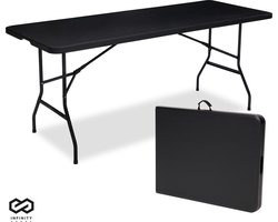Infinity Goods Inklapbare Tafel - Vouwtafel - 180 x 70 x 74 cm - Campingtafel - Tuintafel - Draagbaar - Zwart