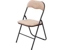 Infinity Goods Klapstoel - Vouwstoel - Fluweel - Eettafelstoel - Opklapbare Stoel - 43 x 47 x 80 CM - Stoel - Beige