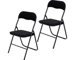 Infinity Goods Klapstoelen - Set van 2 - Vouwstoelen - Fluweel - Eettafelstoelen - Opklapbare Stoelen - 43 x 47 x 80 CM - Stoelen - Zwart