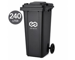 Infinity Goods Kliko 240L - Afvalcontainer - Rolcontainer - Kunststof Mini Container - Met Wielen - Grijs