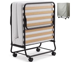 Infinity Goods Opklapbed Comfort 90 x 200 CM - Logeerbed - 1 Persoons - Vouwbed - Matras & Lattenbodem - Incl. Beschermhoes