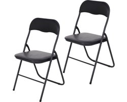 Infinity Goods Set van 2 Klapstoelen - Vouwstoelen - PVC - Eettafelstoelen - Opklapbare Stoelen - 43 x 47 x 80 CM - Stoelen - Zwart
