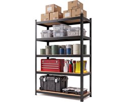 Infinity Goods Stellingkast Zwart - 180x90x40 cm - Metalen Opbergrek - Voorraadkast - Magazijnstelling 5 Planken - Max. 175kg Per Plank, 875kg Totaal