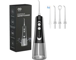 Infinity Goods Waterflosser - Monddouche - Elektrisch Flosapparaat - Draadloos En Oplaadbaar - 5 Opzetstukken - Zwart