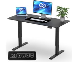 Infinity Goods Zit Sta Bureau - Elektrisch Verstelbaar In Hoogte - 120 x 60 CM - Geheugenfunctie - Zwart