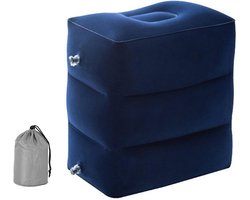 Inflatable Footrest Pillow for Travel - Height Adjustable Airplane Travel Pillow for Kids to Sleep - Suitable for Office Home and Any Trip - Blue
