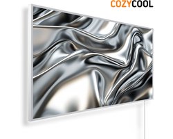 Infraroodpaneel met afbeelding | Vloeibare metalen abstracte golven | 1200 Watt | Witte lijst | Infrarood verwarmingspaneel | Infrarood paneel | Infrarood verwarming