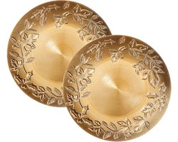 Inge Christmas kerstdiner onderborden -4x- 33 cm -kunststof -goud bladeren opdruk