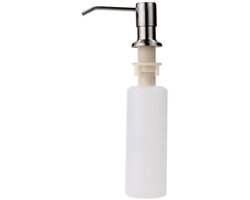 Ingebouwde zeepdispenser voor gootsteen, roestvrijstalen pompkopdispenser, 300cc dispenser voor vloeibaar wasmiddel voor keuken, badkamer, vaatwasser, zilver