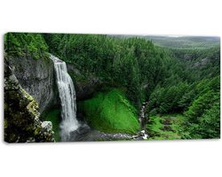 Ingelijste Canvas Kunst - Landschap Print Poster - Woonkamer Decoratie - Klaar om op te hangen - 70x140cm - Groen