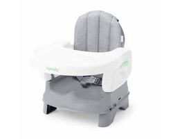 INGENUITY Deluxe opvouwbare grijze zitverhoger, draagbaar met dienblad en banden inbegrepen