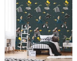 INGK Kinderbehang - Olive & Noah - It's a Crazy World Petrol