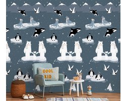 INGK Kinderbehang - Olive & Noah - Winterworld Blue