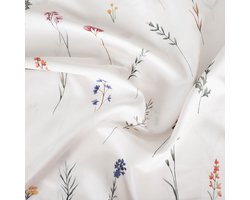 INGRID Katoen Satijn Dekbedovertrek Set 200x220cm + 2 Kussenslopen 70x80cm Bloemen