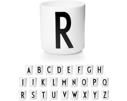 Initialen Porselein Kopje Design Letters | Scandinavisch Zwart-Wit Design | Geschikt als Kerstcadeau, Tafeldecoratie | Cappuccino Mok | Theekopje
