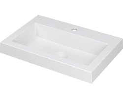 INK® Dock wastafel polystone met 1 kraangat, 60x6x40cm, mat wit