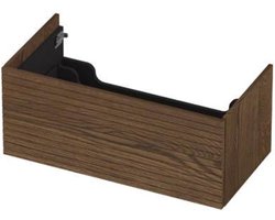 INK - Onderkast 1 Lade Push 2 Open Horizontaal Gefreesd Bestaande Uit - 900x450x376 Mm - Massief Eiken Chocolate