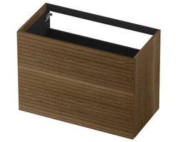 INK - Onderkast 2 Laden Push To Open Horizontaal Gefreesd Bestaande Uit: - 900x450x650 Mm - Massief Eiken Ash Grey