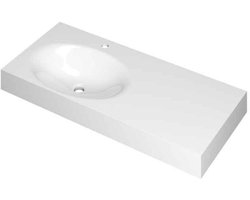 INK Smooth Wastafel Polystone Links met 1 Kraangat - 1000x450x90 mm - Glans Wit