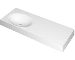 INK Smooth Wastafel Polystone Links met 1 Kraangat - 1200x450x90 mm - Mat Wit