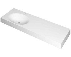 INK Smooth Wastafel Polystone Links met 1 Kraangat - 1400x450x90 mm - Mat Wit