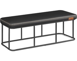 Ink Zwart Stalen Bank - Poef - Voetenbank - Zeer Elastisch Schuim - PU Leer - Multiplex - 40cm x 120cm x 45cm - 7,6kg - 300kg Capaciteit