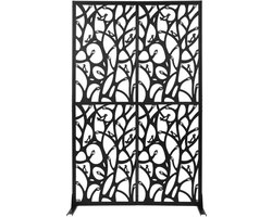 Inkijkbescherming ruimteverdeler - Privacyscherm - Tuin terras - Vogelpatroon decoratie - 183 cm hoog - Zwart