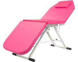 Inklapbaar, 180 x 60 x 60 cm, draagvermogen 250 kg, cosmetica-ligstoel, matrasdikte, 3 zones, massagebed, massagetafel, massagetafel, ligstoel, roze