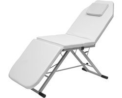Inklapbaar, 180 x 60 x 60 cm, draagvermogen 250 kg, cosmetica-ligstoel, matrasdikte, 3 zones, massagebed, massagetafel, massagetafel, ligstoel, wit