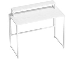 Inklapbaar Bureau met Afneembare Monitorstandaard - Ruimtebesparend Computerbureau - Kantoortafel - Werktafel - Desk - 100 x 48 x 87,5 cm - Wit