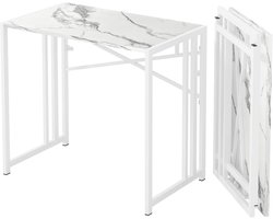 Inklapbaar bureau - multifunctioneel en stijlvol - 1 stuk - wit marmer - 90 cm