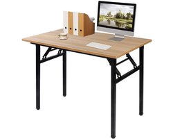 Inklapbaar Bureau - Opvouwbare Tafel 100x60 cm / 120x60 cm - Computer- En Werktafel - Vergadertafel - Teak Zwart Design - Compact En Ruimtebesparend