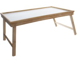 Inklapbaar houten dienblad – Serveerblad met poten – 63 x 29,5 x 21 cm – Kunststof blad