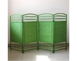 Inklapbaar Kamerscherm - Ruimteverdeler Kamer - Privacy Creëren - Handgeweven Rotan - 60 x 30 cm 4 Stuks - Groen