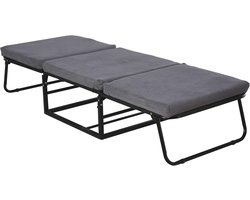 Inklapbaar logeerbed 2-in-1 met verstelbaar hoofdeinde en stevig frame - Grijs, 192 x 68 x 37 cm