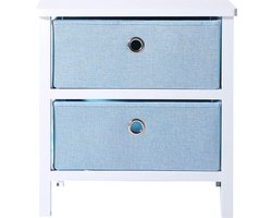 Inklapbaar nachtkastje Scandinavische stijl met 2 laden hout linnen blauw